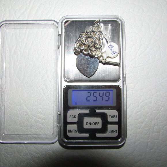 925 Silver Heart Charm Heavy Link Bracelet – NEW - Picture 8 of 8